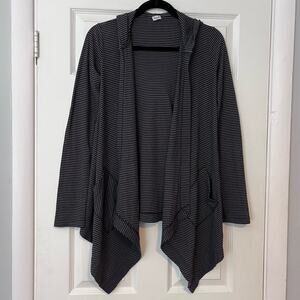 Splendid Striped Hooded Open Front Cardigan - Size S